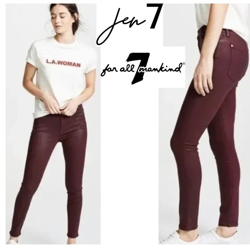 NWT Jen7 by 7 For All Mankind Coated Ankle Skinny Jeans Wine (Plus Size Fashion)